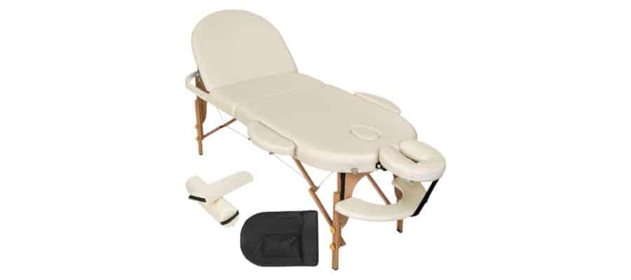 Tectake - massagetafel ovaal, wit, 6 cm matras, accesoires 400194